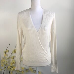Elodie ivory faux wrap sweater